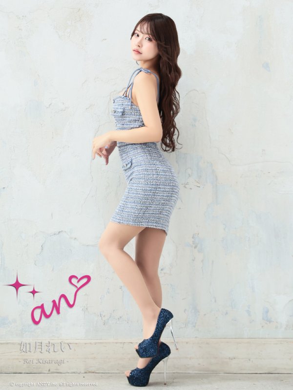 画像15: XSサイズあり【an /アン】 ストレッチ/ ツイード/ フロントジップ/ リボン/ キャミソール/ ポケットデザイン/タイト/ ミニドレス/ キャバドレス[OF05]