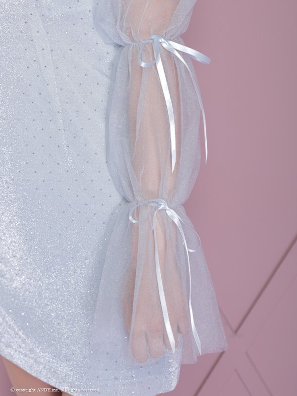 画像25: XSサイズあり【an /アン】ショルダービジュー/ キャミソール/ ラメ/ ラインストーン/ ストレッチ/ ロングスリーブ/ 袖あり/ タイト/ ミニドレス/ キャバドレス[OF05]