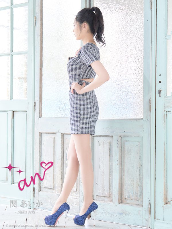 画像11: XSサイズあり【an/アン】チェーンパイピング/ フロントジッパー/ 半袖/ 袖あり/ ツイード/ スクエアネック/ デザインポケット/ タイト/ ミニドレス/ キャバドレス[OF05]