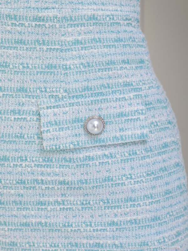 画像7: XSサイズあり【an/アン】ミックスツイード/ フロントジッパー/ バストバックル/ 半袖/ パフスリーブ/ 袖あり/ ストレッチ/ タイト/ ミニドレス/ キャバドレス[OF05]