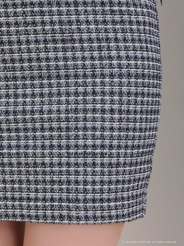 画像28: XSサイズあり【an/アン】襟付き/ フロントジッパー/ ストレッチ/ ツイード/ パイピング/ チェーンベルト/ ノースリーブ/ タイト/ ミニドレス/ キャバドレス[OF05]