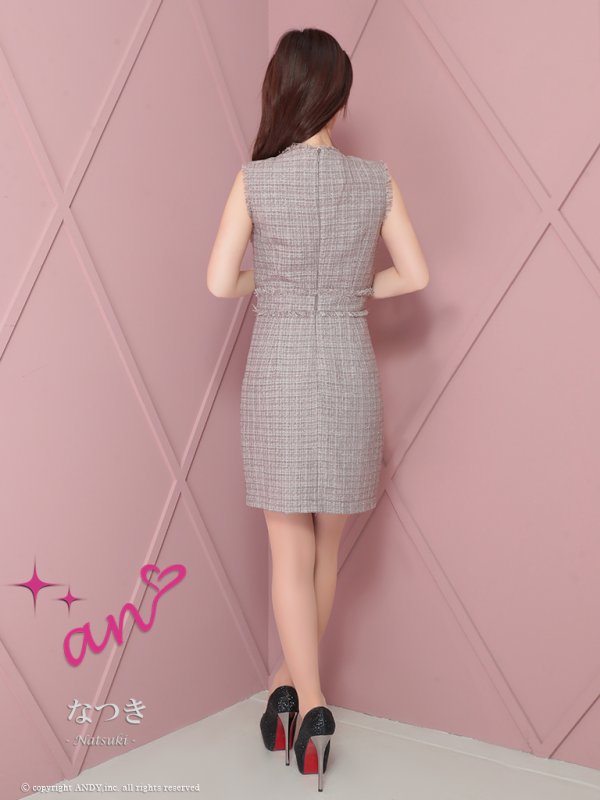 画像25: XSサイズあり【an /アン】 ツイード/ フロントジップ/ チェーン/ ノースリーブ/ ポケットデザイン/タイト/ ミニドレス/ キャバドレス[OF05]