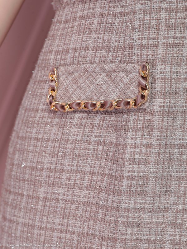 画像27: XSサイズあり【an /アン】 ツイード/ フロントジップ/ チェーン/ ノースリーブ/ ポケットデザイン/タイト/ ミニドレス/ キャバドレス[OF05]