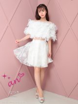 【SALE】即日発送【an/アン】フェザー/ 七分袖/ オフショルダー/ シアー/ ツーピース/ セットアップ/ フレア/ ミニドレス/ キャバドレス[OF05]