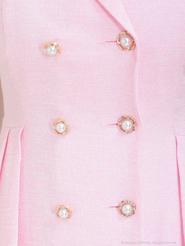 画像20: XSサイズあり【an/アン】ジャケット風/ 襟付き/ パールボタン/ ノースリーブ/ プリーツ/ フレア/ ワンピース/ ミニドレス/ キャバドレス[OF05]
