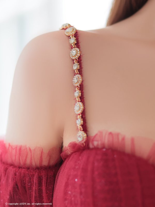 画像8: XSサイズあり【an /アン】ツイード/ チュール/ パフスリーブ/ オフショル/ ビジュー/ キャミソール/ 2way/ タイト/ ミニドレス/ キャバドレス[OF05]