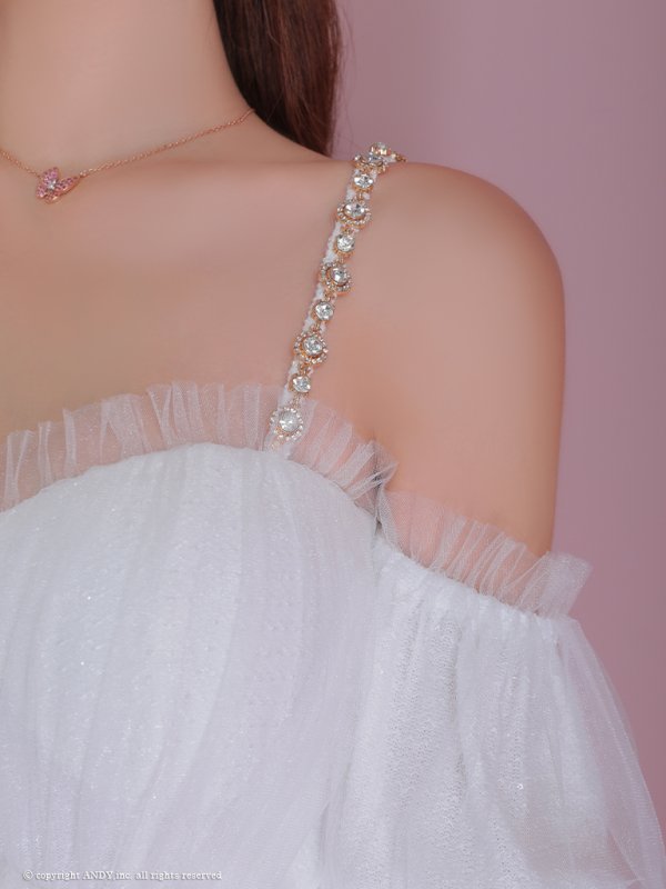 画像36: XSサイズあり【an /アン】ツイード/ チュール/ パフスリーブ/ オフショル/ ビジュー/ キャミソール/ 2way/ タイト/ ミニドレス/ キャバドレス[OF05]