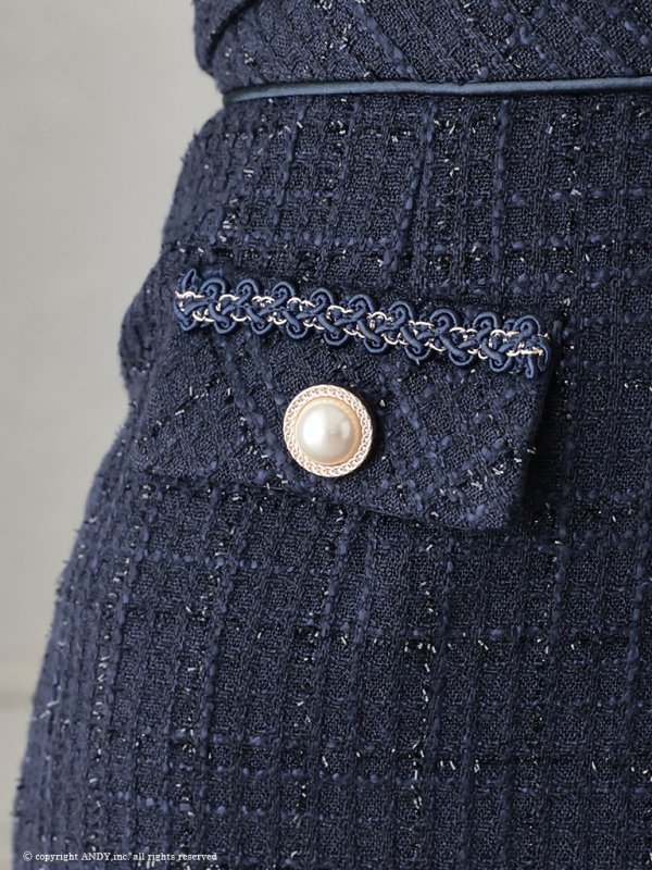 画像17: XSサイズあり【an /アン】セットアップ/ ノースリーブ/ ツイード/ フロントジップ/ フリルテール/ タイト/ ミニドレス/ キャバドレス[OF05]