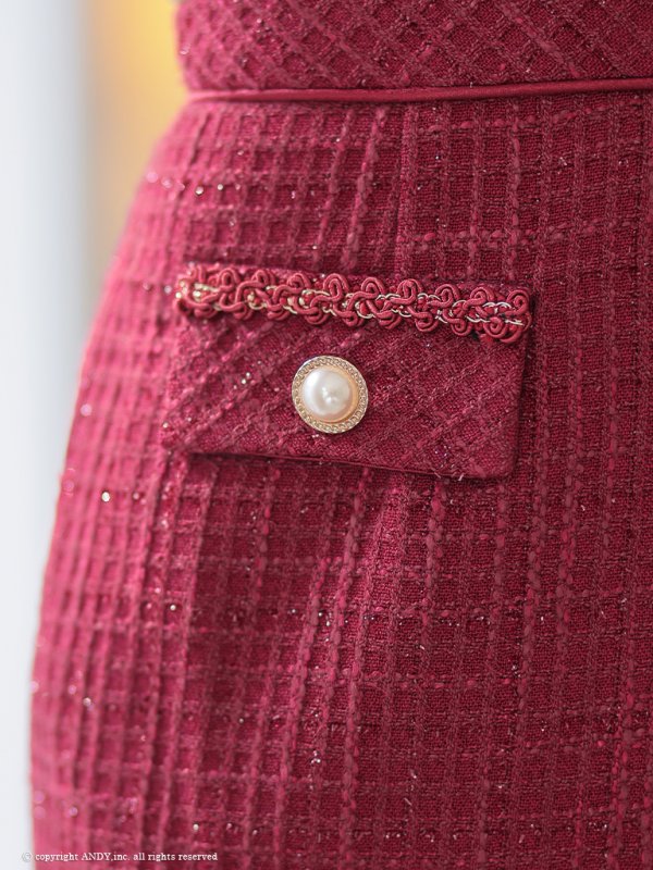 画像41: XSサイズあり【an /アン】セットアップ/ ノースリーブ/ ツイード/ フロントジップ/ フリルテール/ タイト/ ミニドレス/ キャバドレス[OF05]