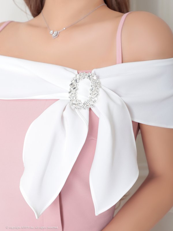 画像14: XSサイズあり【an /アン】バイカラー/ リボン/ オフショル/ プリーツ/ フレア/ セットアップ/ ミニドレス/ キャバドレス[OF05]