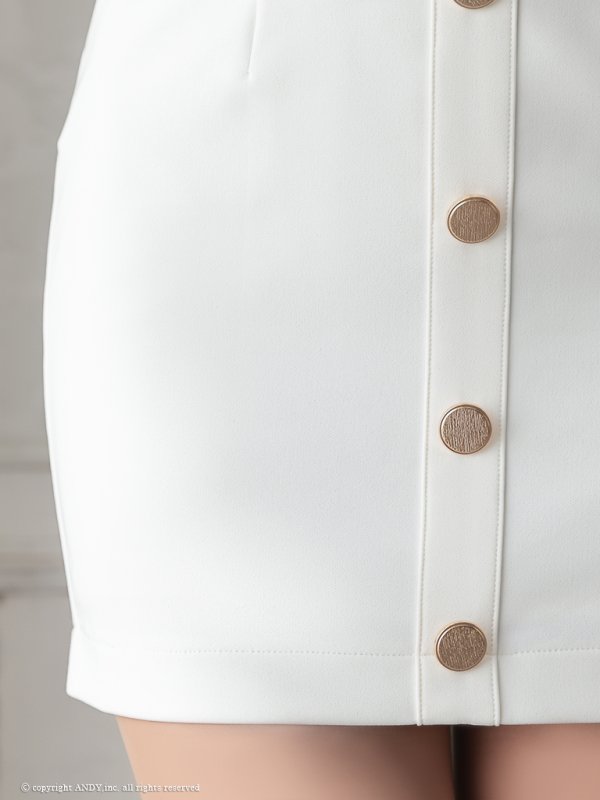 画像16: XSサイズあり【an /アン】セットアップ/ ノースリーブ/ フリルショルダー/ フロントジップ/ ボタン/ タイト/ ミニドレス/ キャバドレス[OF05]