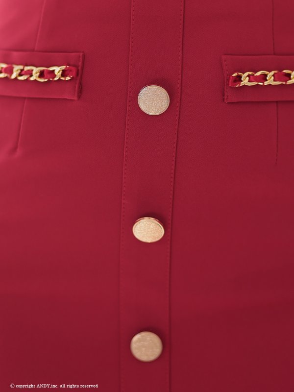 画像24: XSサイズあり【an /アン】セットアップ/ ノースリーブ/ フリルショルダー/ フロントジップ/ ボタン/ タイト/ ミニドレス/ キャバドレス[OF05]