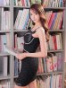 画像2: XSサイズあり【an /アン】 ショルダービジュー/ リボン/ フロントジップ/ ストレッチ/ タイト/ ミニドレス/ キャバドレス[OF05] (2)