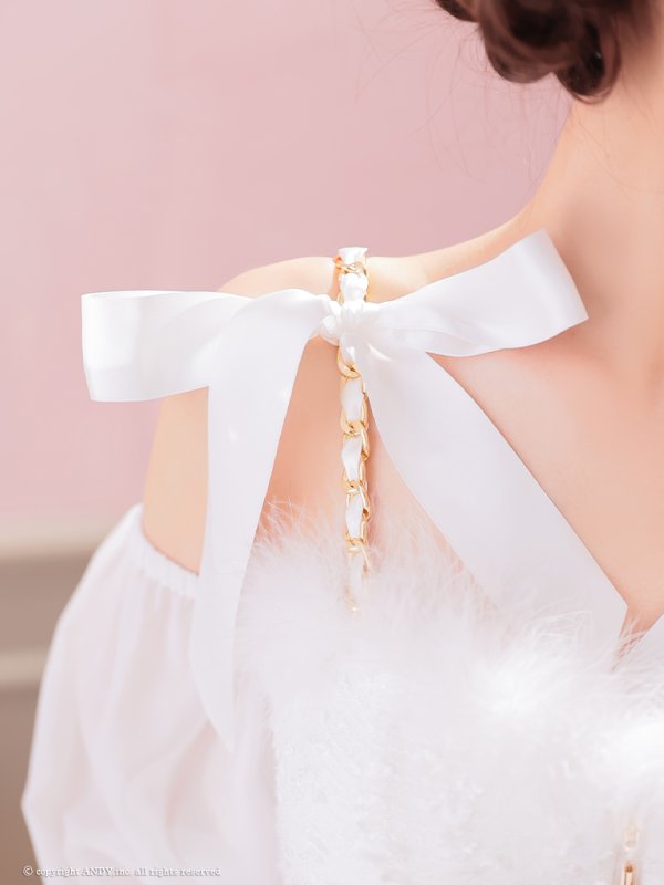 画像29: XSサイズあり【an /アン】袖あり/ ショルダーリボン/ ファー/ 取り外し可能/ バストジッパー/ チェーン/ キャミソール/ タイト/ ミニドレス/ キャバドレス[OF05]