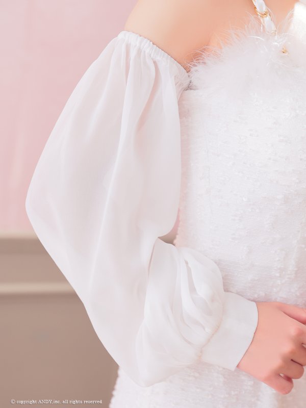 画像30: XSサイズあり【an /アン】袖あり/ ショルダーリボン/ ファー/ 取り外し可能/ バストジッパー/ チェーン/ キャミソール/ タイト/ ミニドレス/ キャバドレス[OF05]