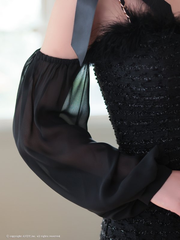 画像33: XSサイズあり【an /アン】袖あり/ ショルダーリボン/ ファー/ 取り外し可能/ バストジッパー/ チェーン/ キャミソール/ タイト/ ミニドレス/ キャバドレス[OF05]