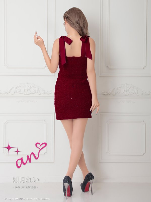 画像27: XSサイズあり【an /アン】 ショルダーリボン/ カットアウト/ フロントジップ/ タイト/ ミニドレス/ キャバドレス[OF05]