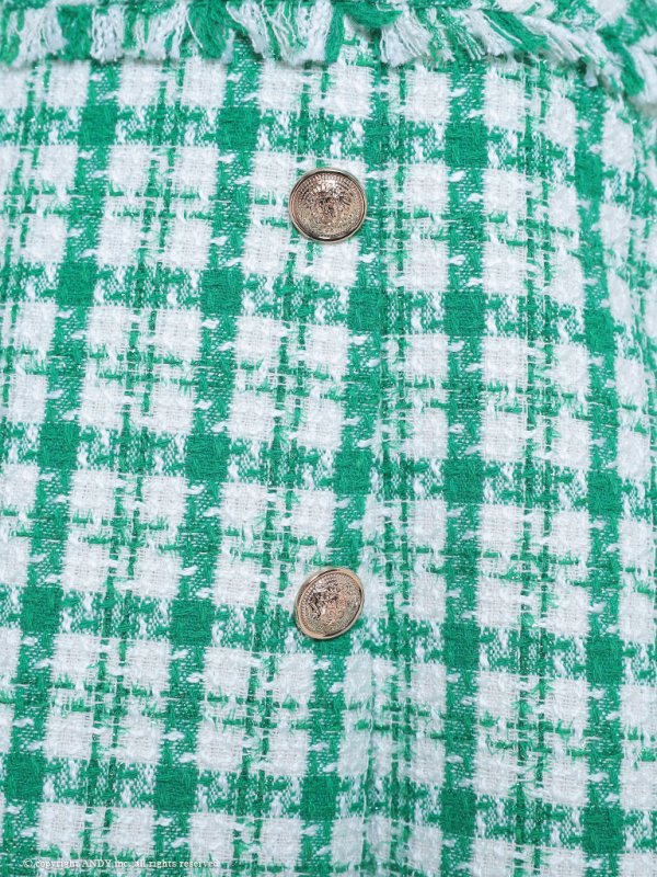 画像5: XSサイズあり【an /アン】 袖あり/ 半袖/ チェック柄/ Aライン/ ツイード/ ボックスプリーツ/ ボタン/ ミニドレス/ キャバドレス[OF05]