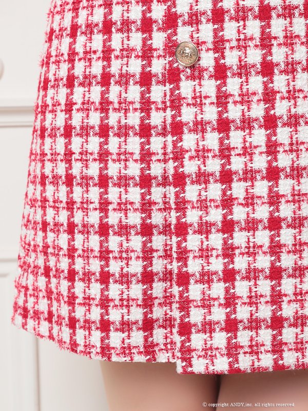 画像21: XSサイズあり【an /アン】 袖あり/ 半袖/ チェック柄/ Aライン/ ツイード/ ボックスプリーツ/ ボタン/ ミニドレス/ キャバドレス[OF05]