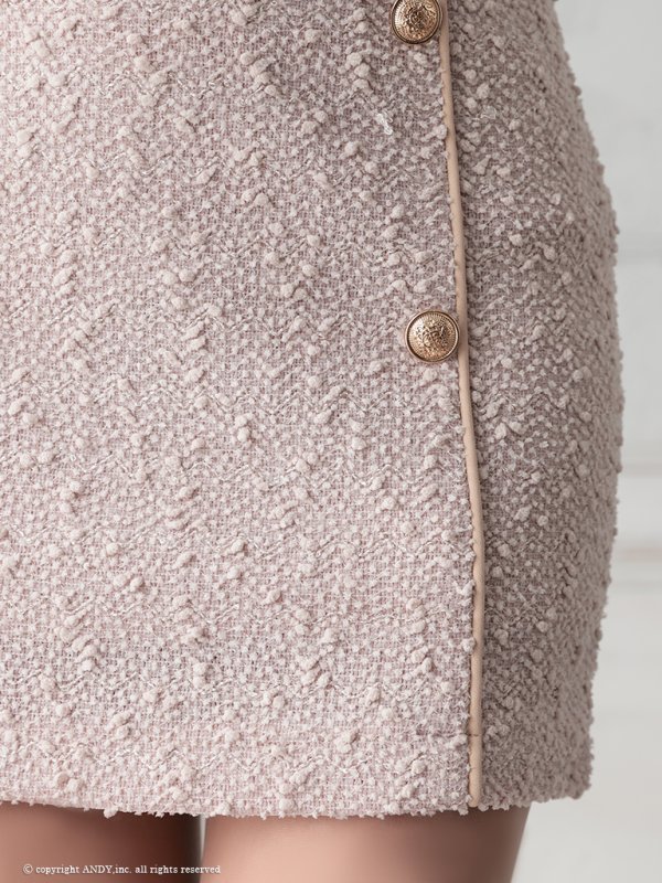 画像9: XSサイズあり【an /アン】ビジューチェーン/ パフスリーブ/ 袖あり/ スクエアネック/ ストレッチ/ タイト/ ミニドレス/ キャバドレス[OF05]