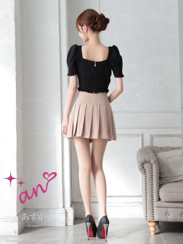 画像11: XSサイズあり【an/アン】リボン/ バイカラー/ 半袖/ 袖あり/ セットアップ/ プリーツ/ ミニドレス/ キャバドレス[OF05]