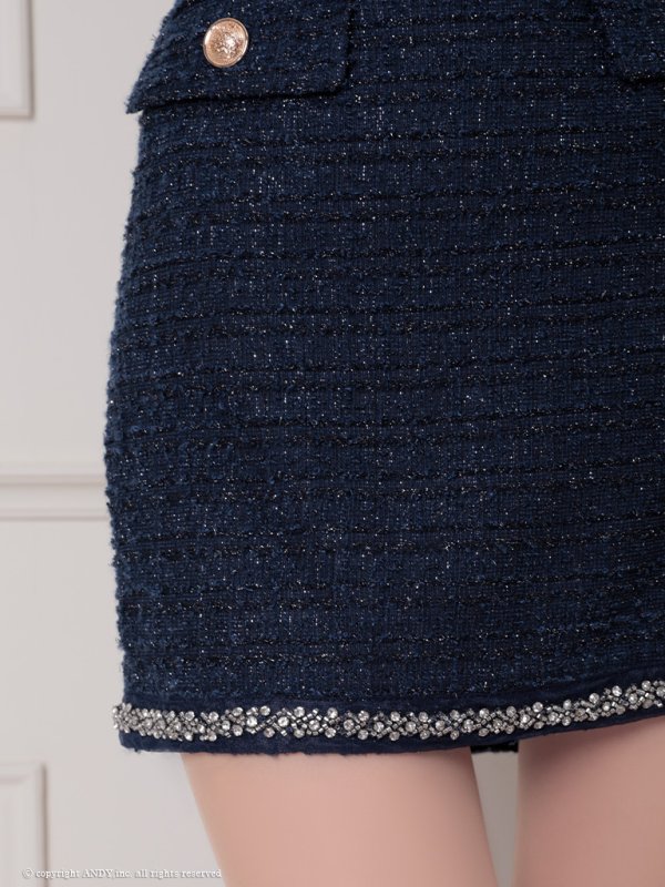 画像32: XSサイズあり【an /アン】ラメツイード/ ビジュー/ フロントジッパー/ ノースリーブ/ ストレッチ/ タイト/ セットアップ/ ミニドレス/ キャバドレス[OF05]