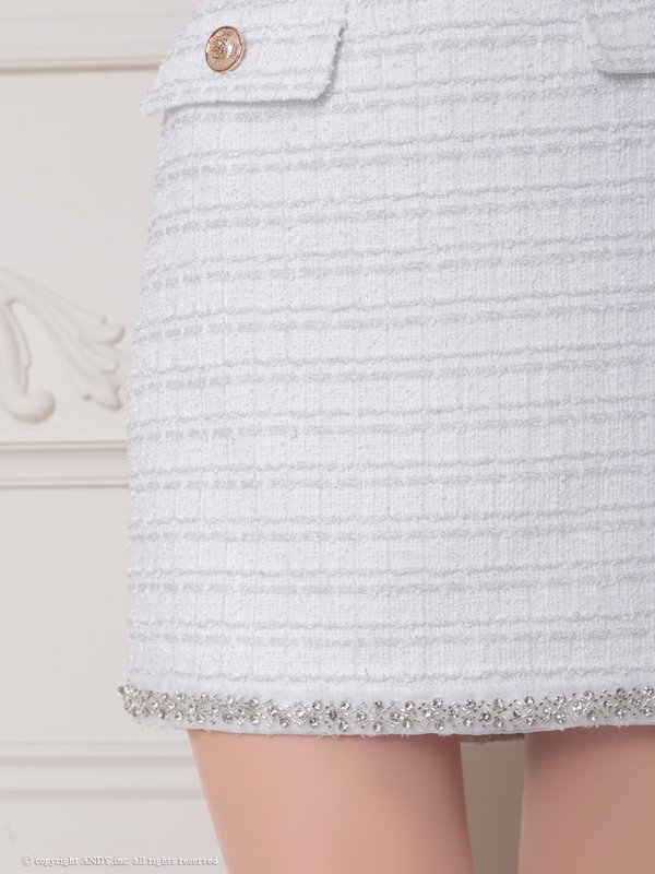 画像39: XSサイズあり【an /アン】ラメツイード/ ビジュー/ フロントジッパー/ ノースリーブ/ ストレッチ/ タイト/ セットアップ/ ミニドレス/ キャバドレス[OF05]