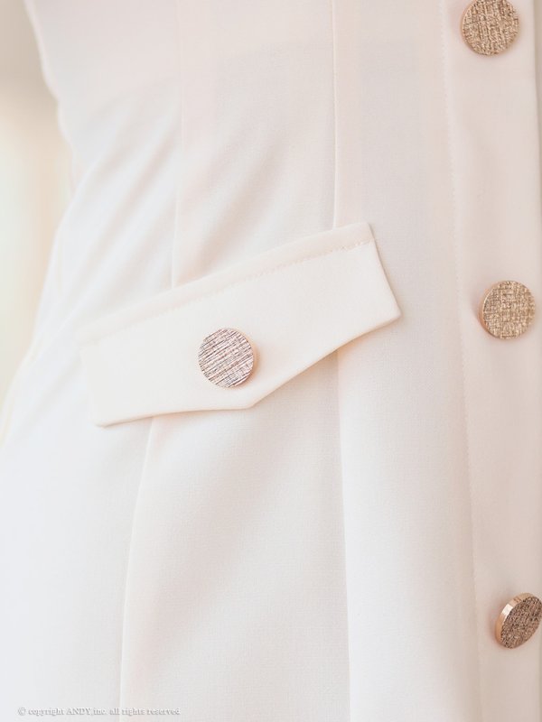 画像8: XSサイズあり【an /アン】オフショルダー/ 袖あり/ ハーフスリーブ/ ボタン/ プリーツ/ Aライン/ ミニドレス/ キャバドレス[OF05]