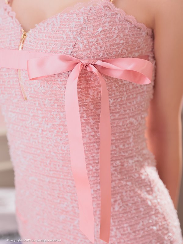 画像9: XSサイズあり【an /アン】 ツイード/ リボン/ バストジップ/ チェーンショルダー/ タイト/ ミニドレス/ キャバドレス[OF05]