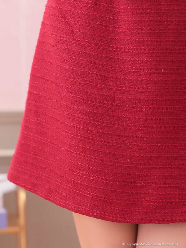 画像17: XSサイズあり【an /アン】ラメツイード/ パール/ ビジュー/ リボン/ カットアウト/ バストジッパー/ ノースリーブ/ フレア/ ミニドレス/ キャバドレス[OF05]