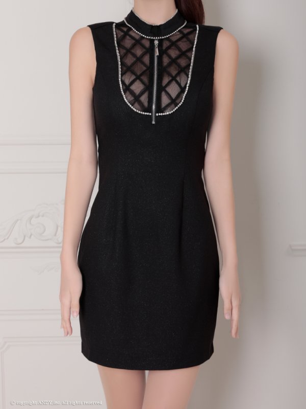 画像19: XSサイズあり【an /アン】チュールレース/ 切替/ ビジューライン/ バストジッパー/ ノースリーブ/ タイト/ ミニドレス/ キャバドレス[OF05]]