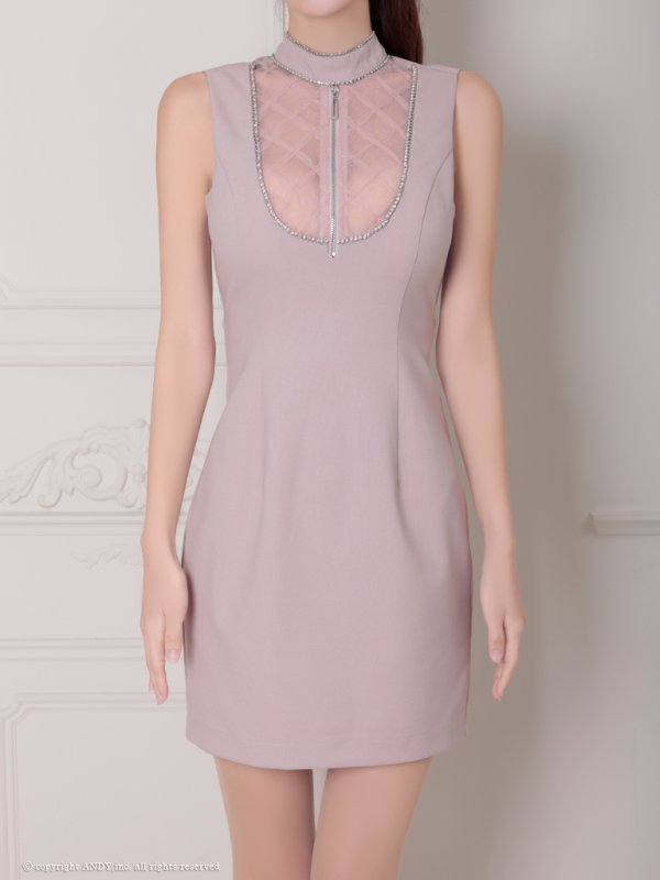 画像12: XSサイズあり【an /アン】チュールレース/ 切替/ ビジューライン/ バストジッパー/ ノースリーブ/ タイト/ ミニドレス/ キャバドレス[OF05]]