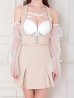 ホワイトxベージュ　モデル：ゆめ　身長：160cm　着用サイズ：Sサイズ