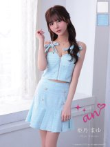 XSサイズあり【an /アン】リボン/ キャミソール/ フロントジップ/ パールボタン/ プリーツ/ フレア/ セットアップ/ ミニドレス/ キャバドレス[OF05]