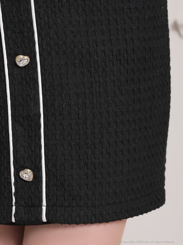 画像5: XSサイズあり【an /アン】2way/ ハートボタン/ パイピング/ チュール/ ノースリーブ/ タイト/ ミニドレス/ キャバドレス[OF05]