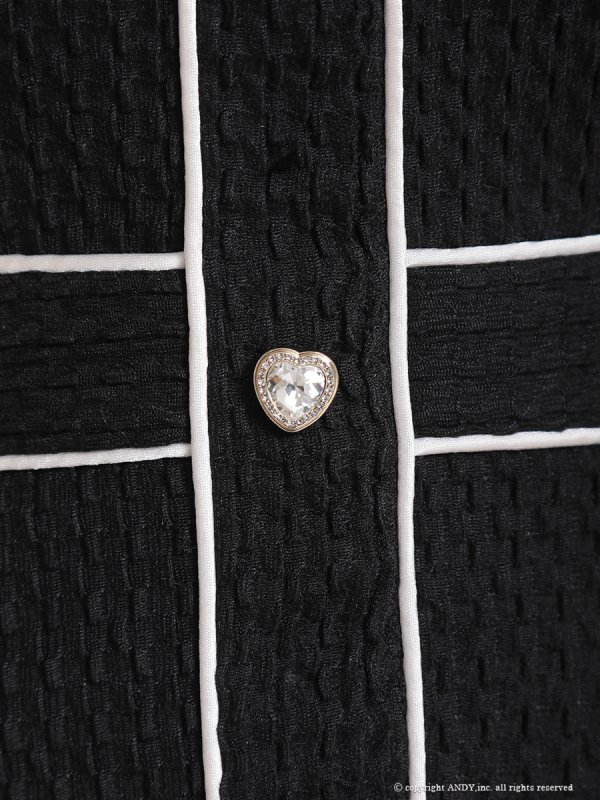 画像6: XSサイズあり【an /アン】2way/ ハートボタン/ パイピング/ チュール/ ノースリーブ/ タイト/ ミニドレス/ キャバドレス[OF05]