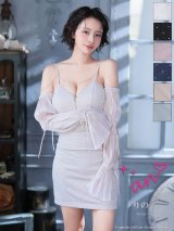 XSサイズあり【an /アン】2way/ ロングスリーブ/ チャーム付き/ フロントジップ/ キャミソール/ ラメニット/ ラインストーン/ ストレッチ/ タイト/ ミニドレス/ キャバドレス[OF05]