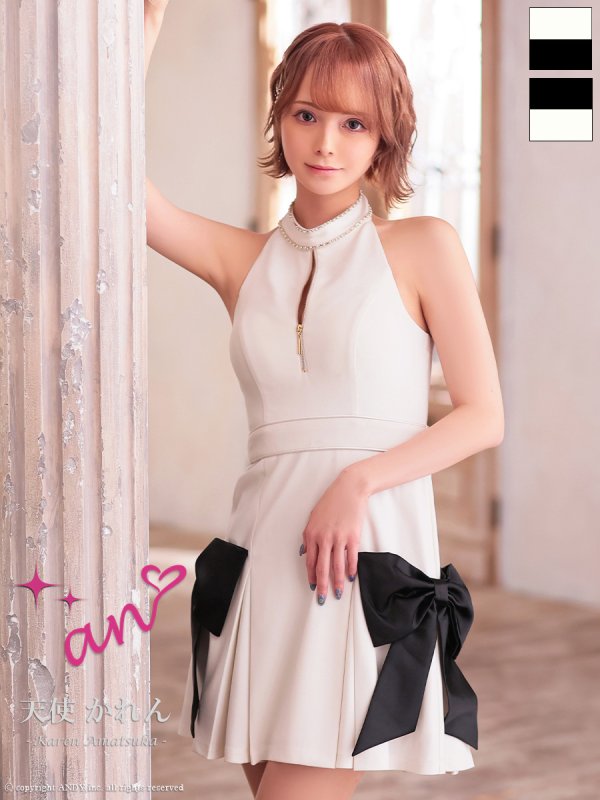 ホワイトxブラック　モデル：天使かれん　身長：163cm　着用サイズ：Sサイズ
