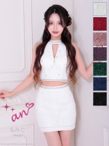 XSサイズあり【an /アン】バストジップ/ ビジュー/ パール/ ノースリーブ/ アメスリ/ タイト/ セットアップ/ ツーピース/ ミニドレス/ キャバドレス[OF05]
