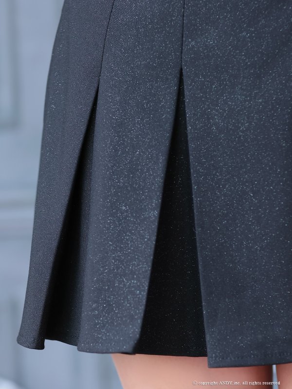 画像19: XSサイズあり【an /アン】袖付き/ ロングスリーブ/ ラメ/ ハイネック/ バストジップ/ プリーツ/ フレア/ セットアップ/ ミニドレス/ キャバドレス[OF05]