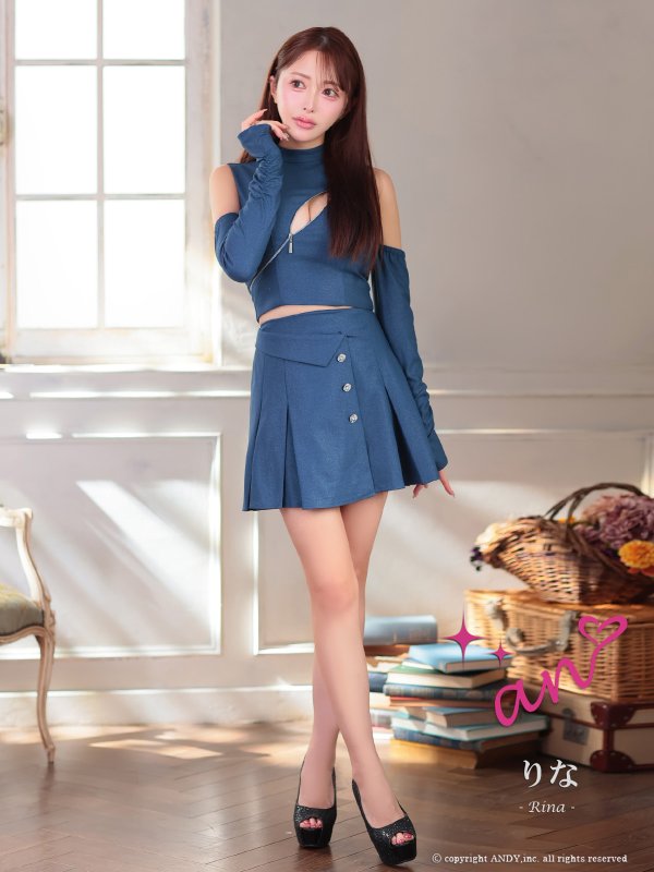 画像5: XSサイズあり【an /アン】袖付き/ ロングスリーブ/ ラメ/ ハイネック/ バストジップ/ プリーツ/ フレア/ セットアップ/ ミニドレス/ キャバドレス[OF05]