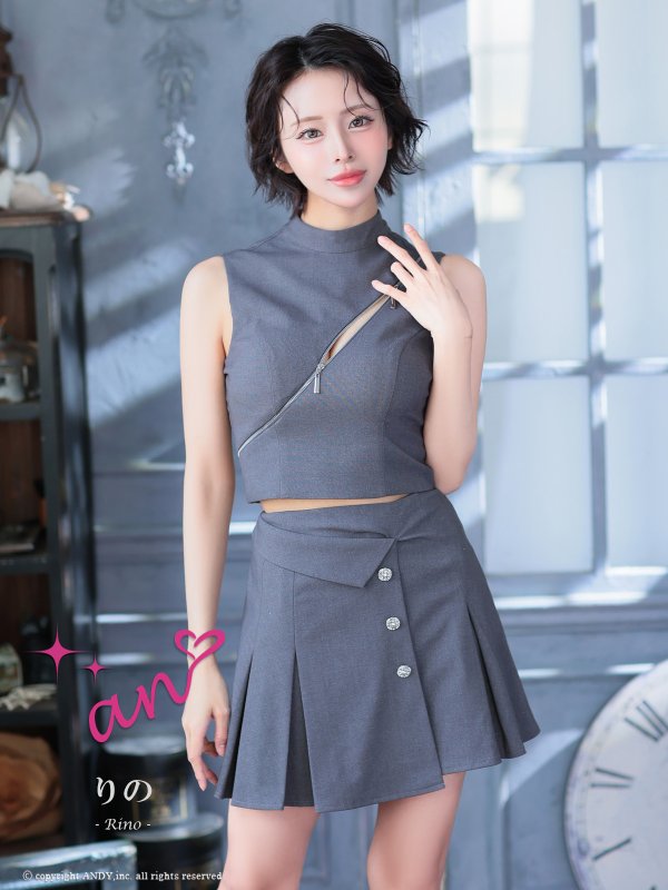 画像17: XSサイズあり【an /アン】袖付き/ ロングスリーブ/ ラメ/ ハイネック/ バストジップ/ プリーツ/ フレア/ セットアップ/ ミニドレス/ キャバドレス[OF05]