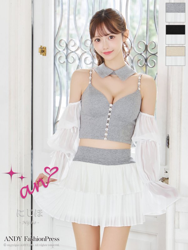 グレーxホワイト モデル：にじほ　身長：160cm　着用サイズ：Sサイズ