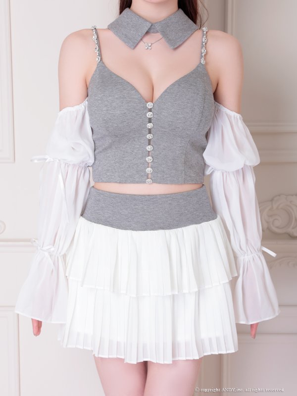 グレーxホワイト モデル：ももか　身長：156cm　着用サイズ：Sサイズ