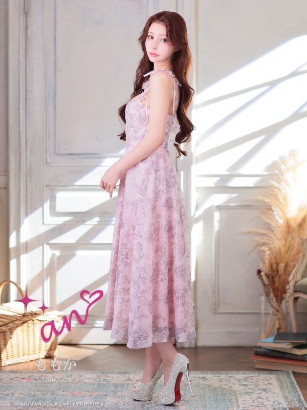 画像3: XSサイズあり【an /アン】クラシカル/ トワルドジュイ/ 立体フラワー/ キャミソール/ フレア/ Aライン/ ミモレ丈/ ミディアムドレス/ キャバドレス[OF05]