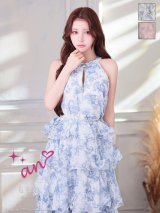 XSサイズあり【an /アン】チェーンベルト付き/ バストジップ/ シフォン/ フリル/ アメスリ/ ティアード/ フレア/ ワンピース/ ロングドレス/ キャバドレス[OF05]