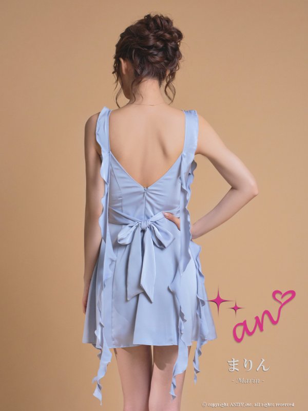 画像5: XSサイズあり【an /アン】ウエストリボン/ バストジップ/ ドレープ/ ペタルフリル/ ノースリーブ/ フレア/ ミニドレス/ キャバドレス[OF05]