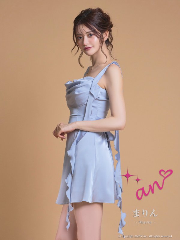 画像4: XSサイズあり【an /アン】ウエストリボン/ バストジップ/ ドレープ/ ペタルフリル/ ノースリーブ/ フレア/ ミニドレス/ キャバドレス[OF05]