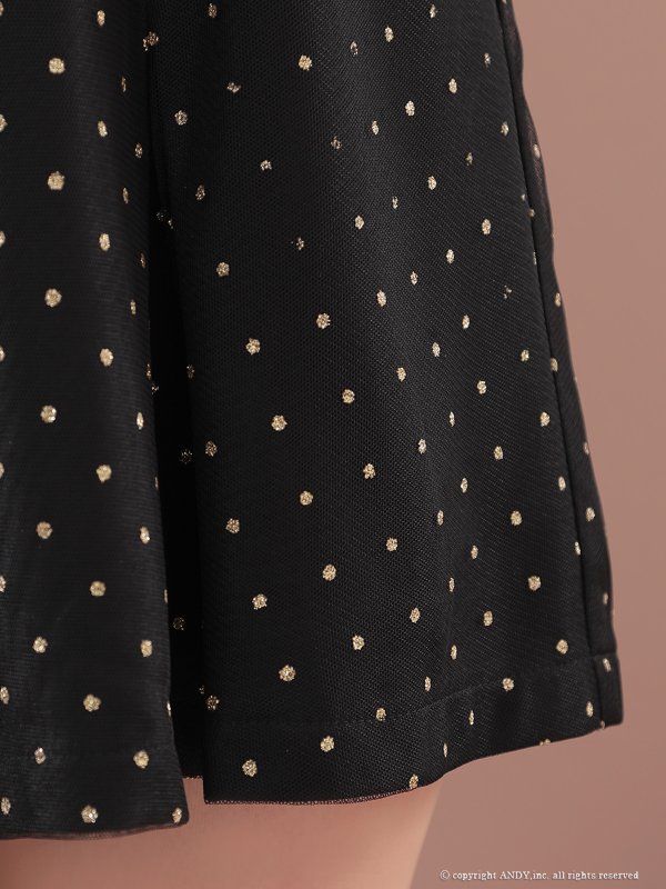 画像7: XSサイズあり【an /アン】ドット柄/ 袖付き/ フリル/ キャミ/ オフショル/ バストジップ/ ラインリボン/ フレア/ ミニドレス/ キャバドレス[OF05]