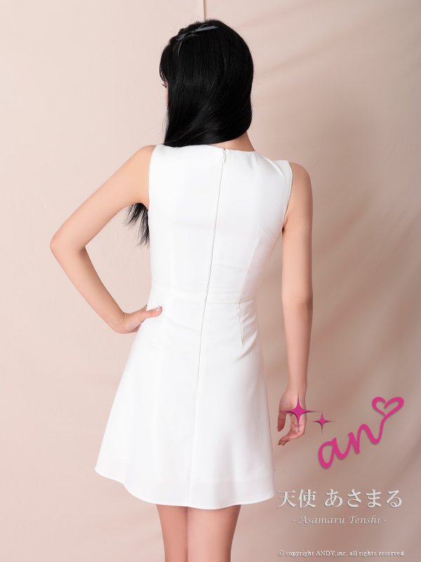 画像5: XSサイズあり【an/アン】ビジュー/ スパンコール/ リボン/ チャーム付き/ バストジップ/ ノースリーブ/ ワンカラー/ Aライン/ フレア/ ミニドレス/ キャバドレス[OF05]